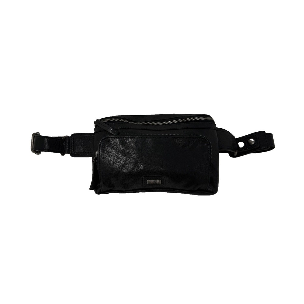 SPIKES & SPARROW Leather Belt Waist Bag Fanny Pack Sling Travel Black Unisex